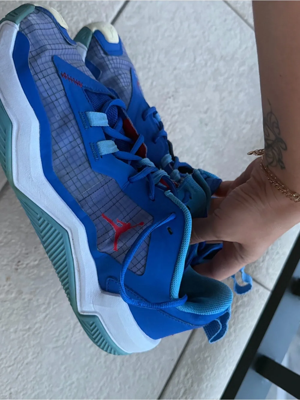 Jordan Blue and Light Blue Basketball Sneakers